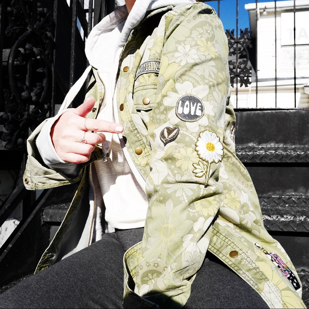Spell Floral Embroidered Jacket in Olive Green - Picture 8 of 14